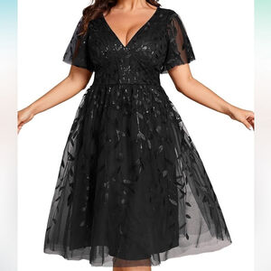 Ever Pretty Ever Simone Black Plus Size Sequin Dress